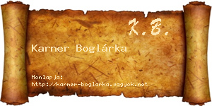 Karner Boglárka névjegykártya